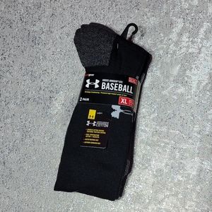 NEW Under Armour 2 Pair Men's XL Baseball Socks Shoe Size: 13-16